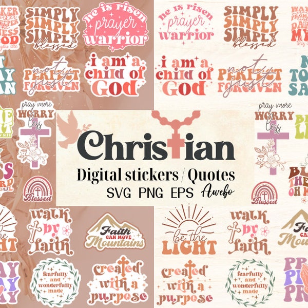 Boho Christian Svg Png Bundle, Religious Digital Stickers Svg, Motivational Quotes Svg Bundle, Bible Verse Svg, Jesus Svg, God Svg Png