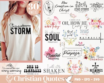 Elegant Christian Svg Png Bundle | Religious Quotes Svg Bundle l Floral Christian Png | Bible Verse Svg | Psalm Svg | Jesus God Svg Shirt