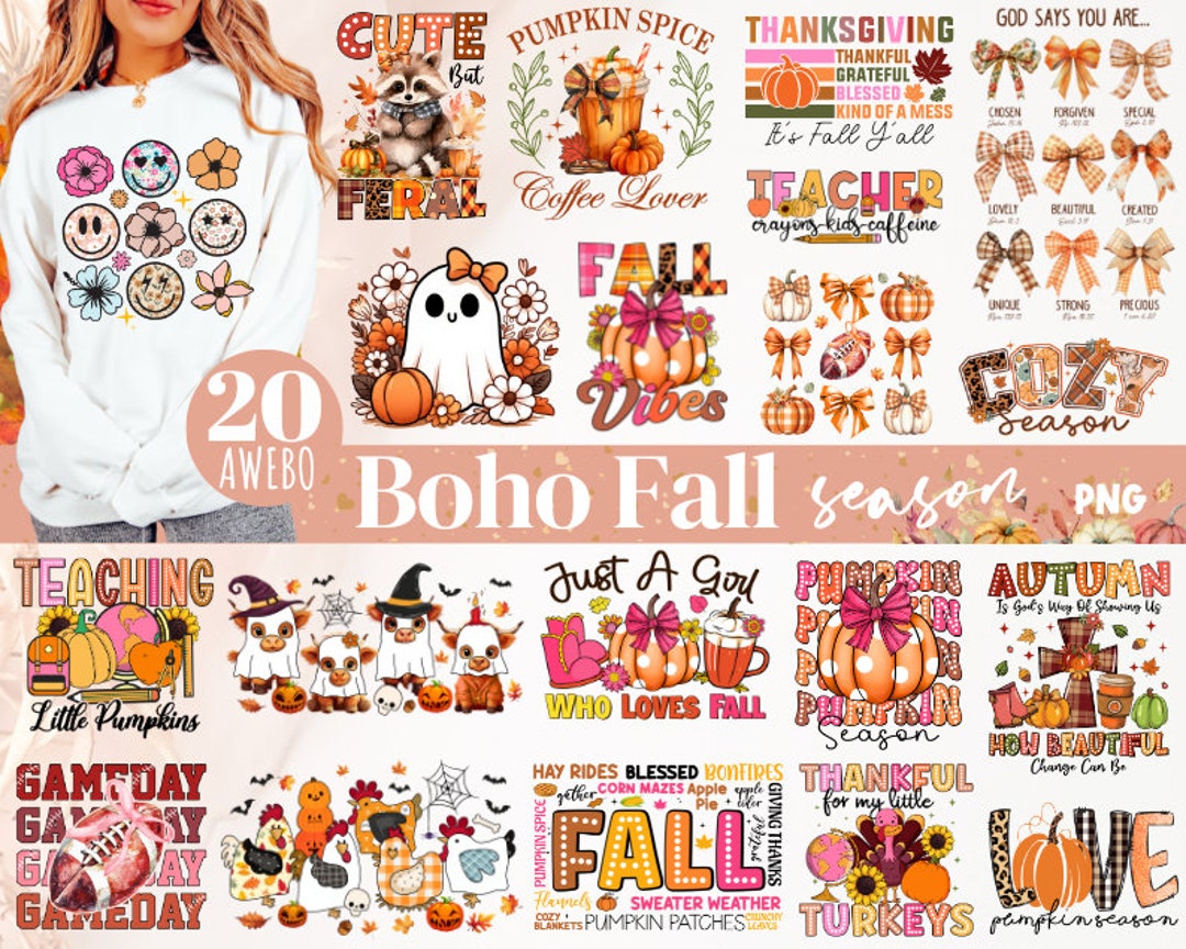 Fall Season Bundle PNG, Cute Coquette Ghost Png, Pumpkin Season Png ...