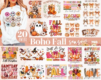 Fall Season Bundle PNG, Cute Coquette Ghost Png, Pumpkin Season Png, Cute but Feral Png, Halloween Chickens Png, Fall Vibes Png, GameDay Png