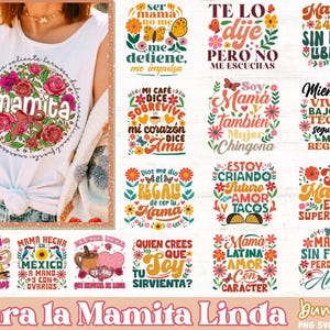 Lot floral PNG SVG pour maman latina | Citations drôles de fête des mères png | Inspiration Latina Mama Svg | Maman espagnole Svg | Svg chemise maman mexicaine