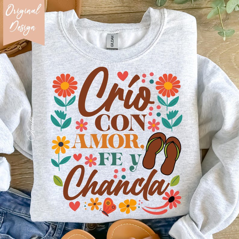 Crio con Amor Fe y Chancla PNG SVG | Rolig mexikansk mamma Svg | Latina Mama Sublimation Design | Blommig inspirerande mamma Svg Png bild 6