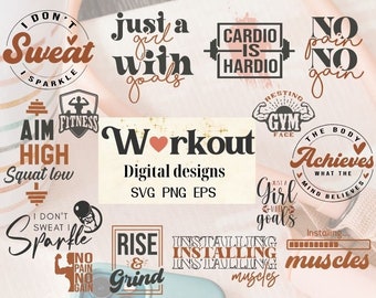 Workout SVG Bundle | Fitnessstudio svg bündel | Motivierend svg | Fitness svg | Positives Zitat svg | Kaffeebecher svg | Workout Shirt |