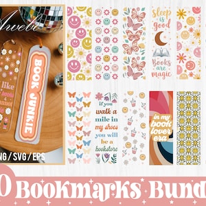 20 Boho Bookmarks Svg Png Bundle, Printable Butterflies bookmark, Reading Svg, Retro Bookmark Svg, Book Lover Svg, Floral Bookmarks Png