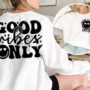 Good Vibe Only Svg Png, Retro Wavy Text SVG, Hippie SVG, Trendy Shirt