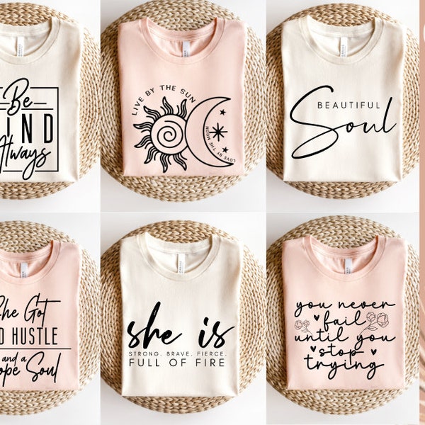 Boho Inspirational Svg Png Bundle / Affermazioni positive Svg / Gentilezza Svg / Hustle Svg / Imprenditore SVG / Empowered Women Shirt SVG