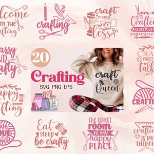 Pacote com 20 Svg de artesanato | Citações de artesãos Svg | Artesanato Svg | Garota Svg | Sala de artesanato Svg | Citações engraçadas de artesanato Svg | Caneca de café Svg | Camiseta Svg