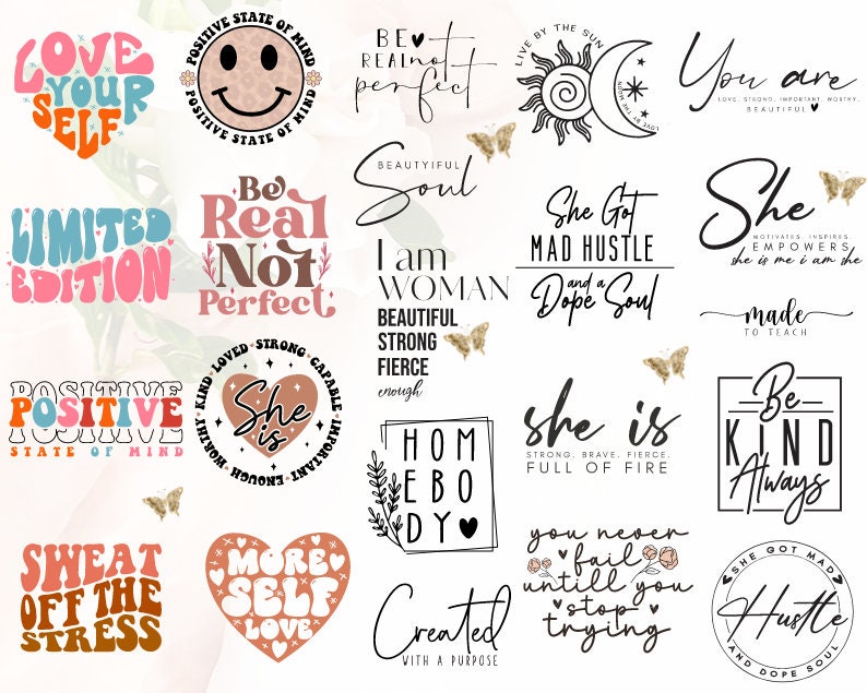 Boho Inspirational Svg Png Bundle | Positive Affirmations Svg ...