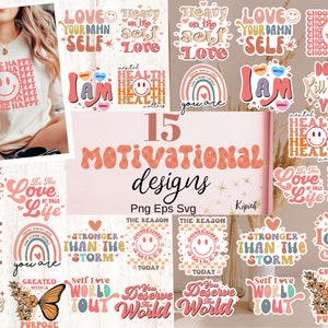 Boho motivierende Zitate SVG Png Bundle, positive Aufkleber, tägliche Affirmationen svg, Boho Selbstliebe svg, Mental gesund svg, Hippie svg png