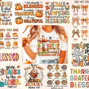 16 Boho Herbst Christian Png Bündel, Dankbar Gesegneter Png, Gott sagt, dass Du Png bist, Retro Herbst Png, Kürbis Gewürz Jesus Png, Der Herbst ist Gott Png