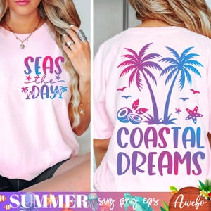 Strand Coastal Dreams Svg Png, Sea Svg Trendy voor- en achterkant Summer Beach Vibes Svg, Oceaan svg, vakantie Svg, zomerseizoen svg