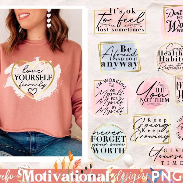 12 Aquarell Motivationszitate Png-Bundle | Ermutigende Zitate Png | Güte Png | Inspirierende Clipart Png | Positive Affirmationen Png