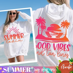 Good Summer Vibes and Tan Line Svg Png, Sea Svg Trendy voor- en achterkant Summer Beach Vibes Svg, Oceaan svg, vakantie Svg, zomerseizoen