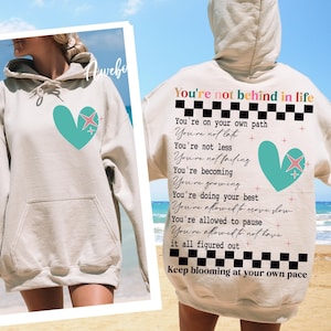 Geestelijk gezond Svg Png, je staat niet achter in het leven Svg, Boho Self Love Svg, positieve bevestiging Svg, shirt vooraan terug, vriendelijkheid Svg