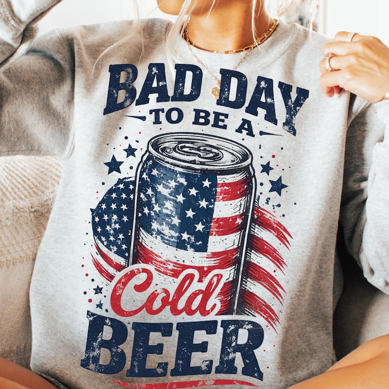 Bad Day To Be A Cold Beer PNG, Funny Dad Shirt Design, Patriotic 4th of July Graphic, USA Beer Lover Design, Summer BBQ Dad Png image 1