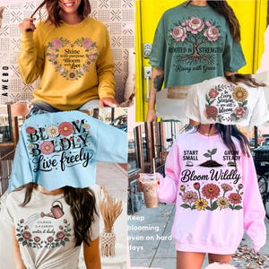 Citas sobre el crecimiento floral (PNG), Salud mental (PNG), Amor propio bohemio (PNG), Svg inspirador, Frases positivas (PNG), Amabilidad (PNG), Sublimación (PNG)