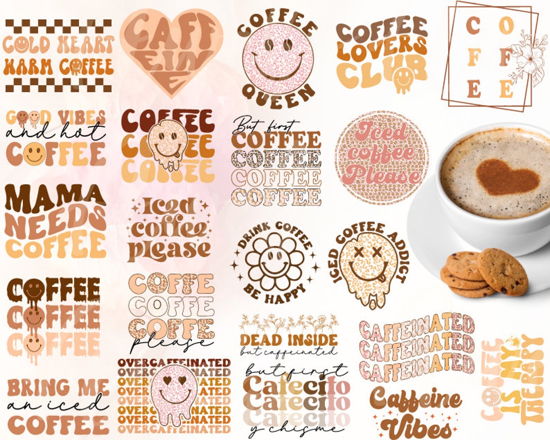 Coffee Cup Svg Png Bundle Iced Coffee Svg Printable Cute - Etsy