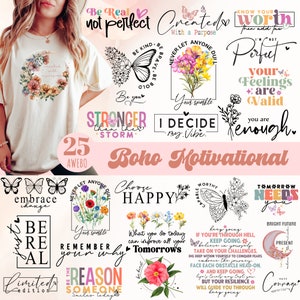 Boho inspirerende Svg Png bundel, positieve citaten Svg, vriendelijkheid Svg, Boho Self Love Svg, motiverende Svg, Floral Quote svg, You Worthy Svg