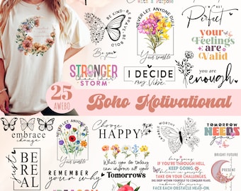 Boho Inspirational Svg Png Bundle, Positive Quotes Svg, Kindness Svg, Boho Self Love Svg, Motivational Svg, Floral Quote svg, You Worthy Svg