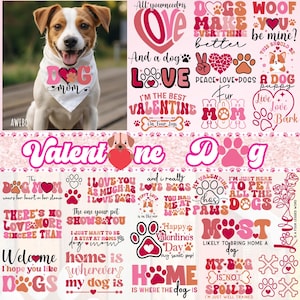 Paquete de Svg y PNG de perro de San Valentín, San Valentín bohemio, Svg de perro en la manga, Svg de bandana para perro, Svg de esta mamá perra lleva su corazón, Svg de perro en casa, Perro de moda