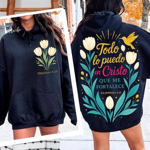 Todo lo puedo en Cristo Png, Spanish Christian Quote Png, Spanish Religious Quotes Png, Back Shirt design, Floral Bible Verse png Faith png