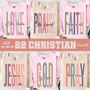22 Boho Christian Svg Png Bundle, Versetto della Bibbia Svg, Scrittura Svg, Design per Maglietta a Maniche Lunghe Svg, Dio Gesù Svg, Salmo Svg, File PNG Amore Fede Svg