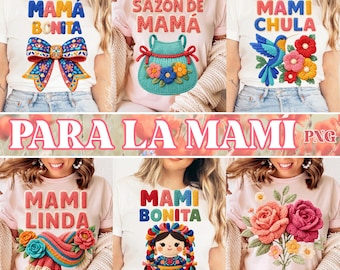 Latina Mom PNG Bundle, Chenille Style Mama Graphics, Floral Latina Mom Quotes PNG, Mexican mom Png, Talavera Bow Png, Mexican Doll Png