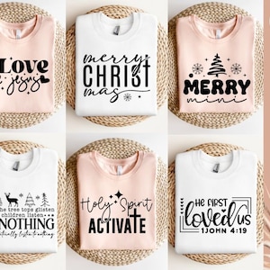 Paquete de 22 Svg PNG de Navidad cristiana bohemia, Svg de feliz Navidad, Svg de vacaciones, Svg de camisa navideña, Svg de invierno, Svg de árbol de Navidad