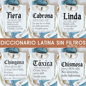 Diccionario para latina sin filtros (Svg, PNG) Bundle, Chingona Svg, Latina Svg, Cabrona Svg, Citas divertidas y empoderadoras Svg para mujeres