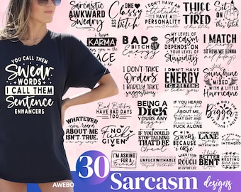 Bundle Svg sarcasme 30, citations drôles bundle svg, lot Svg sarcastique, énonciations sarcastiques Svg lot, Svg citations sarcastiques, sublimation
