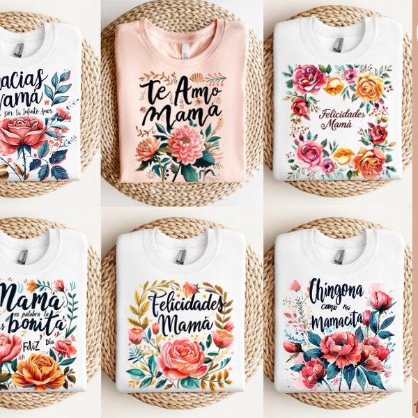 10 Bellas Frases para el Dia de las Madres Png Bundle | Spanish Png Bundle | Mexican Mom Gift PNG | Frases Florales Mama latina png