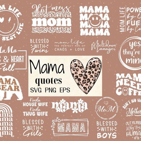 Ensemble de 21 PNG SVG Boho Mama | Maman Svg | Tasse à café Svg | Motifs de sublimation | Svg béni | Citations drôles svg | Citation rétro svg | Svg tendance