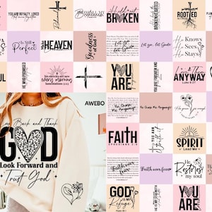 Boho élégant chrétien SVG PNG Bundle | Svg religieux l manches sweat-shirt Bundle Svg | Verset de la Bible Svg | Psaume Svg | Jésus Svg | Dieu Svg