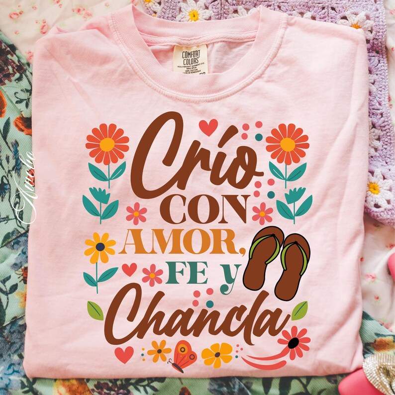 Crio con Amor Fe y Chancla PNG SVG | Rolig mexikansk mamma Svg | Latina Mama Sublimation Design | Blommig inspirerande mamma Svg Png bild 8