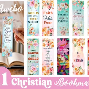 11 christliche Lesezeichen Png PDF Bundle, druckbares Blumen Lesezeichen, religiöse Lesezeichen Png, Glaube Bibel Vers Png, inspirierende Lesezeichen