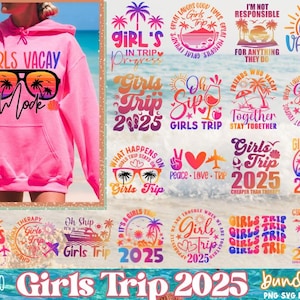 Ensemble voyage entre filles 2025 PNG SVG | de Vacances à la plage | Fichiers numériques du week-end entre filles | Été tropical Svg | Fichier PNG Svg de voyage de croisière