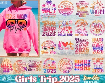 Girls Trip 2025 PNG SVG Bundle | Beach Vacation Shirt Designs | Girls Weekend Digital Files | Tropical Summer Svg | Cruise Trip Svg Png File