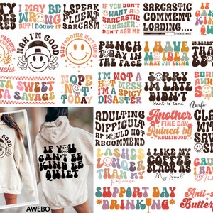 Retro sarcasme Png Svg-bundel, grappige citaten Svg, retro sarcastische Svg, volwassen humor Svg, sublimatie ontwerp png-bestand, retro trendy shirts Svg