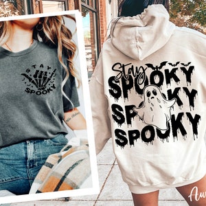 Halloween Stay Spooky Svg Png / Boho Halloween SVG PNG / Diseño de camiseta delantera y trasera Svg / Fantasma Svg / Temporada de Halloween Svg / Archivo PNG