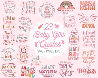 Little girl SVG PNG Bundle | Baby sayings svg | Baby girl bundle | Baby newborn svg | Baby Shirt svg | Retro quotes svg |Sublimation Design