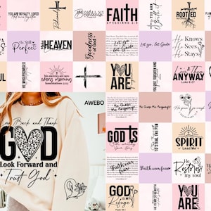 Boho elegante christelijke SVG PNG-bundel | Religieus svg l mouw sweatshirt svg bundel | Bijbelvers Svg | Psalm Svg | Jezus-svg | God-svg