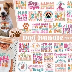 Retro Cute Dog Svg Png Bundle, Retro Dog Mama Svg, Dog Home Svg, Dog Mom Svg Clipart, Bandana Dog Svg, Dog Wavy Svg, Funny Dog Quotes svg