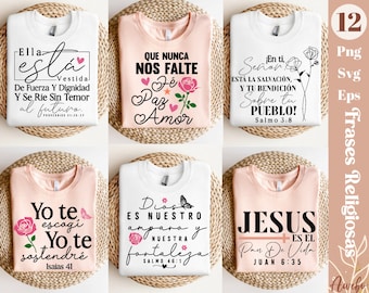 Frases religiosas Español svg, Frases biblicas svg, Dios es amor fortaleza svg, Frases cristianas svg, Mujer Siempre Virtuosa svg, Dios svg