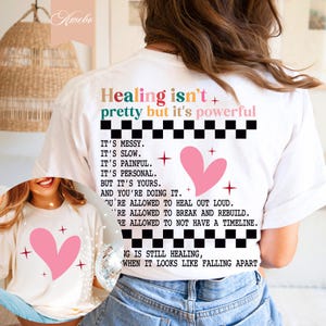 La guarigione non è bella ma è potente SVG PNG, Amore per se stessi Boho SVG, Affermazione positiva SVG, Maglietta fronte retro, Salute mentale SVG, Gentilezza SVG