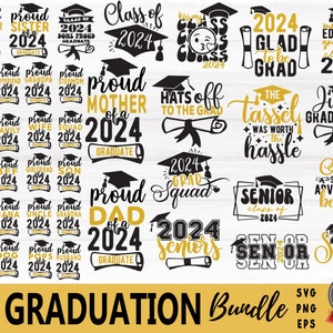 Graduation Svg, Proud Graduate 2024 Design Bundle, Senior Cap Class 2024 Clipart Png T-Shirt, Graduation 2024 Svg Sublimation Design Png