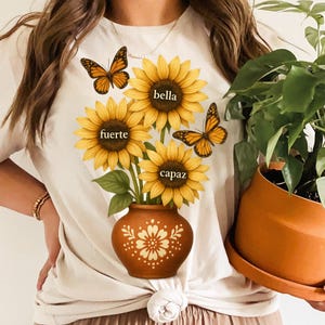 Sunflowers PNG, Empowering Spanish Words, Latina Positive Quote Sublimation, Mexican Pot Design, Monarch Butterfly  Png, Strong Women Png