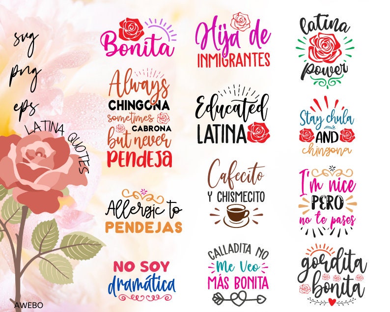 Latina SVG PNG Design bundel, Chingona SVG, Educated Latina Svg, Latina Power SVG, sublimatie Png, No Soy Drama Svg Bonitas Chulas Svg
