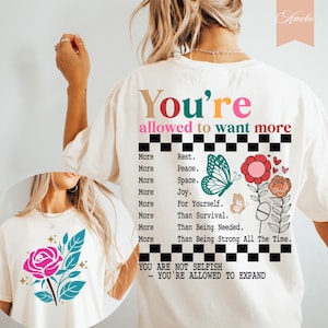 Puedes desear más SVG PNG, amor propio bohemio Svg, afirmaciones positivas Svg, camiseta delantera y trasera, salud mental Svg, amabilidad Svg