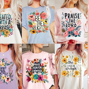 15 Floral Christian Png Bundle, Sublimation Design PNG, Religious Shirt Png, Bible Verse Png, Spirit Png, Motivational Quote Png