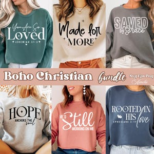 15 Boho Christian SVG PNG bundle | Religious Quotes Png l Motivational Faith Svg | Bible Verse svg | Scripture Svg | Christian Self Love Png